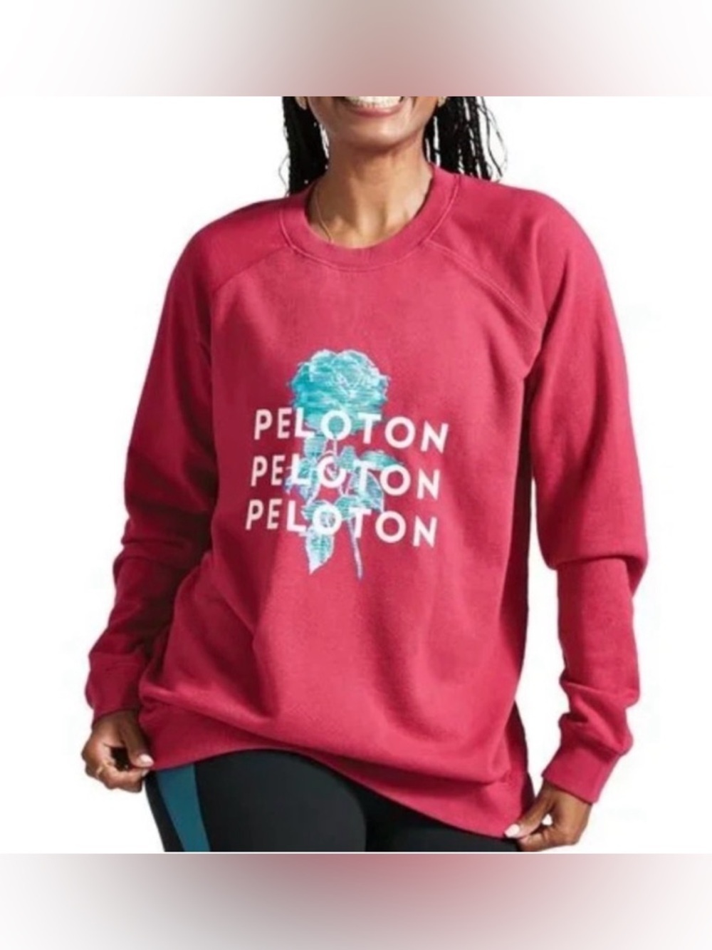 Peloton pink floral crewneck sweatshirt, large